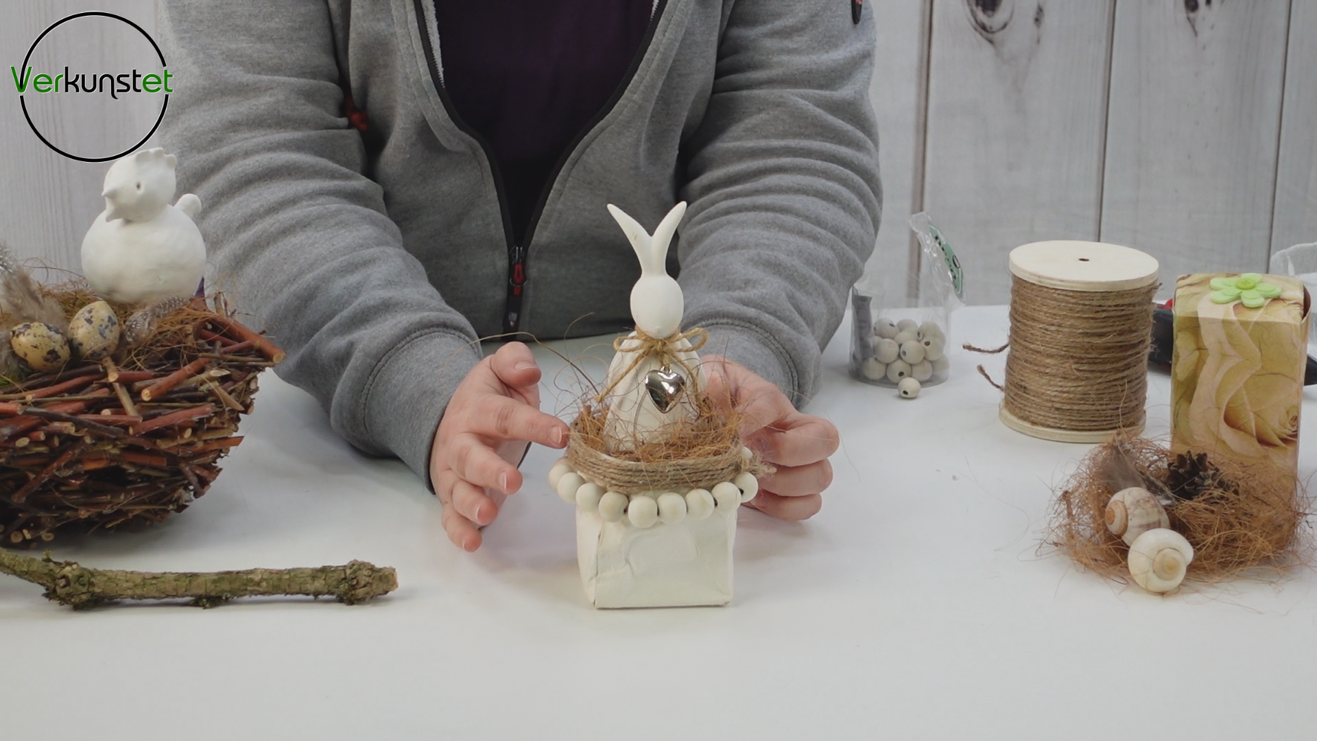 Close-up of the finished milk carton with Easter decorations